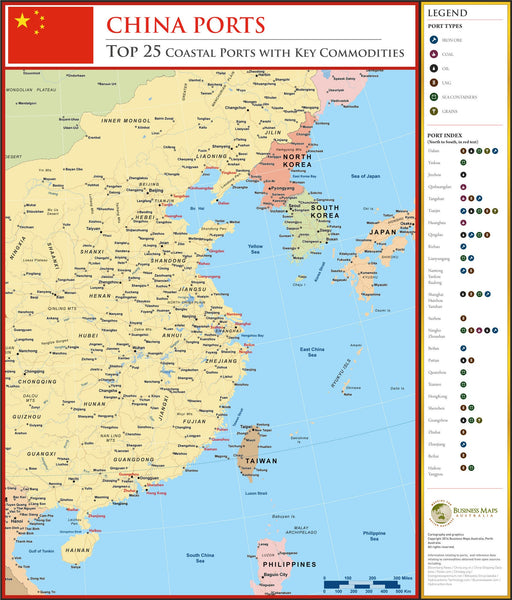 China coastal ports map
