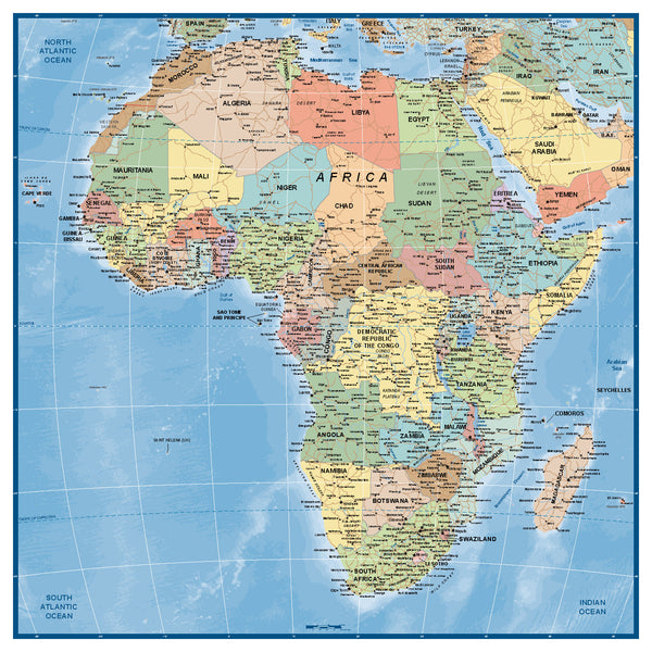 Custom map of Africa, Political Colour Map