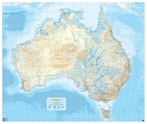 Custom road map of Australia showing cities and towns