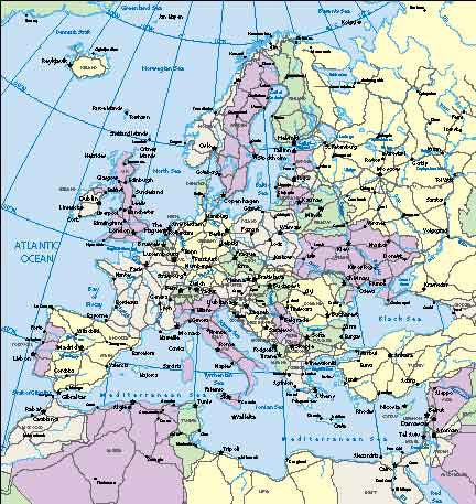 Custom Map of Europe color.