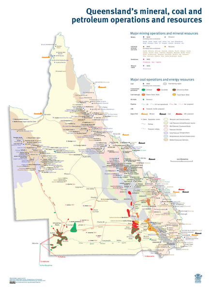 Queensland Minerals, Coal, and Petroleum Map