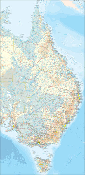 Custom Road and Reference Map of Australia's Eastern coast